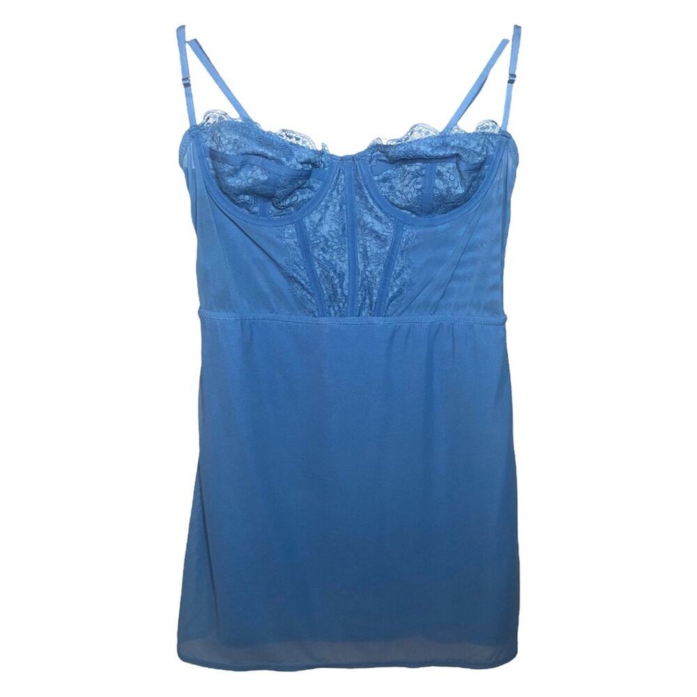 Urban Outfitters Brenna Bustier Lace Dress Blue Grey Size Medium